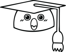 line drawing cartoon of a graduation hat png