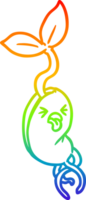 rainbow gradient line drawing of a cartoon sprouting seedling png