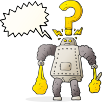 hand drawn speech bubble cartoon confused robot carrying shopping png