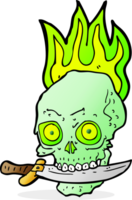 cartoon pirate skull with knife in teeth png