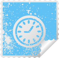 distressed square peeling sticker symbol of a time stopper png