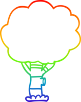 rainbow gradient line drawing of a cartoon tree png