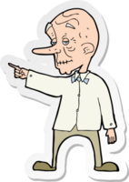 sticker of a cartoon old man pointing png