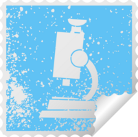 distressed square peeling sticker symbol of a science microscope png