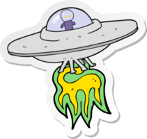 sticker of a cartoon alien flying saucer png