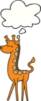 cartone animato giraffa con pensato bolla png