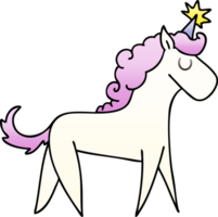 gradient shaded quirky cartoon unicorn png