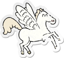 distressed sticker of a cartoon winged horse png