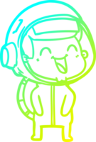 cold gradient line drawing of a happy cartoon astronaut png