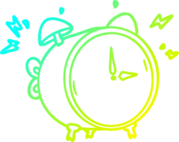 cold gradient line drawing of a cartoon ringing alarm clock png