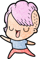 cute cartoon girl with hipster haircut png