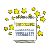 mano disegnato cartone animato calendario mostrando mese di dicembre png