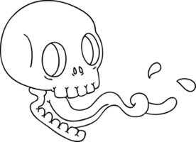 line drawing quirky cartoon skull png