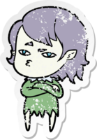 distressed sticker of a cartoon vampire girl png