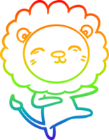 regnbåge lutning linje teckning av en tecknad serie lejon png