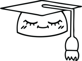 line drawing cartoon of a graduation hat png