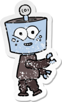 distressed sticker of a happy cartoon robot png