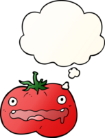 cartoon tomato with thought bubble in smooth gradient style png