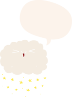 happy cartoon cloud with speech bubble in retro style png
