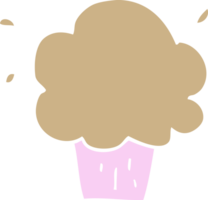 cupcake de dessin animé de style plat couleur png