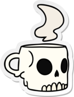 hand drawn sticker cartoon doodle of a skull mug png