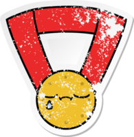 beunruhigter Aufkleber einer niedlichen Cartoon-Goldmedaille png