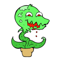 main tiré bande dessinée livre style dessin animé monstre plante png