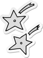 hand dragen klistermärke tecknad serie klotter av ninja kasta stjärnor png
