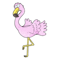 hand- getextureerde tekenfilm flamingo png