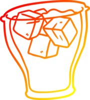 warm gradient line drawing of a glass of cola with ice png