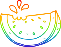 rainbow gradient line drawing of a cartoon watermelon png