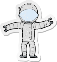 retro noodlijdende sticker van een cartoon-astronaut png