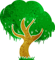 mano disegnato retrò cartone animato scarabocchio di un' verde albero png