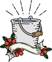 scroll banner with tattoo style bucket of water png