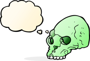 cartoon spooky skull with thought bubble png