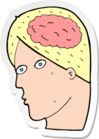 sticker of a cartoon head with brain symbol png