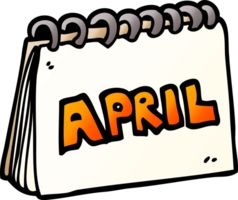 cartoon doodle calendar showing month of april png