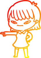 warm gradient line drawing of a cartoon woman png