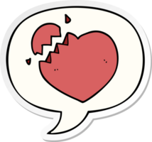 tecknad serie bruten hjärta med Tal bubbla klistermärke png
