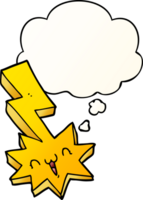 cartoon lightning bolt with thought bubble in smooth gradient style png