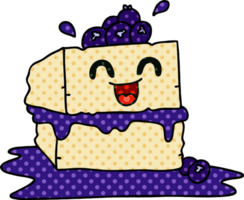 comic book style quirky cartoon happy cake slice png