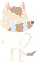 flat color style cartoon crying wolf wearing work clothes png