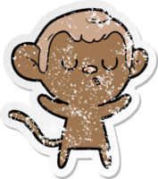 autocollant en détresse d'un singe de dessin animé png