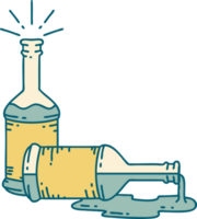 illustration of a traditional tattoo style beer bottles png