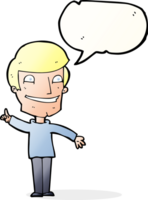 cartoon grinning man with idea with speech bubble png