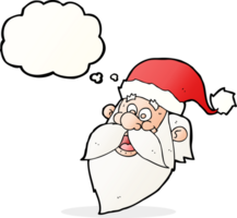 tekenfilm vrolijk de kerstman claus gezicht met gedachte bubbel png