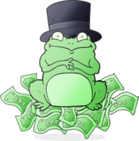 main tiré dessin animé riches grenouille dans Haut chapeau png