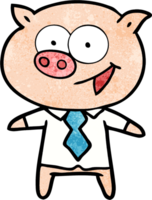 cheerful pig in office clothes png