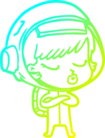 cold gradient line drawing of a cartoon pretty astronaut girl png