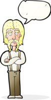 cartoon long mustache man with folded arms with speech bubble png